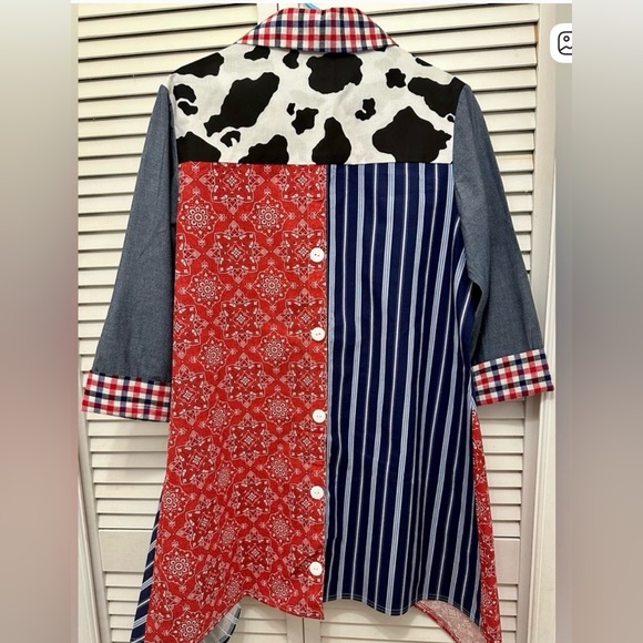 Colorful Patchwork Button-Up Shirt - Picture 2 of 5